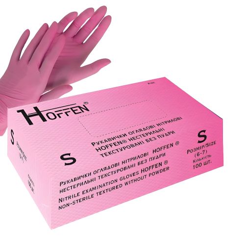 Рукавички нітрилові S Hoffen 3.5г нестерильні текстуровані 50пар/уп HFN-14352S