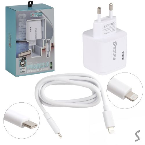 ������� �������� ���������� SOLMA PD&QC3.0 USB A+C � ������� Type-C to Lightning 1.0�